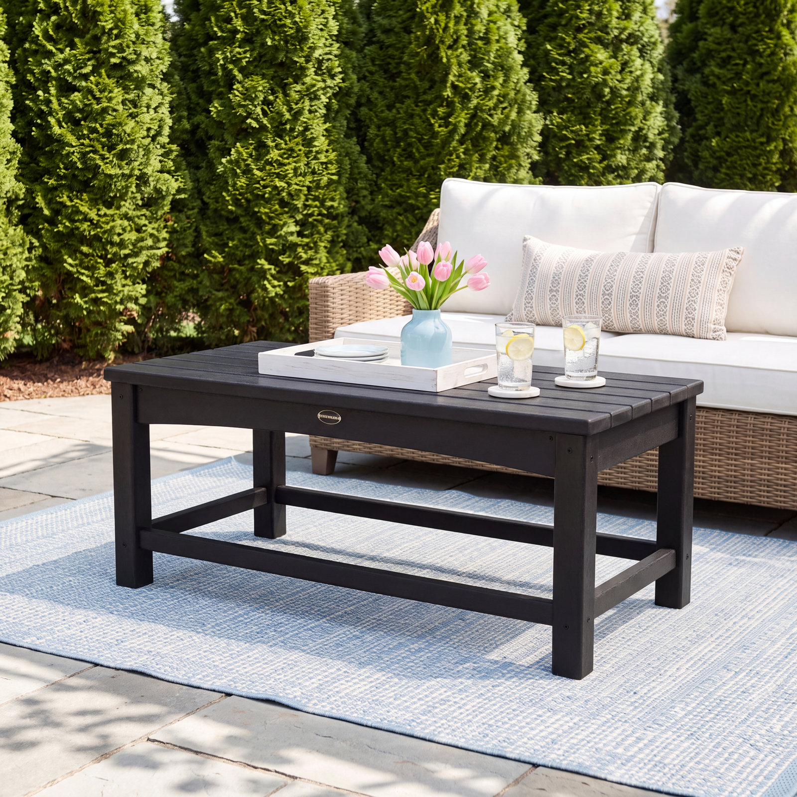 POLYWOOD® Club 18" Patio Table, Black