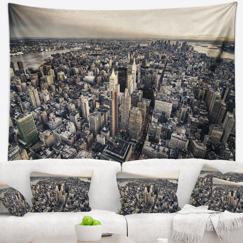 Architecture moderne et couleurs de la tapisserie new york cityscape, H 78 po x l 92 po