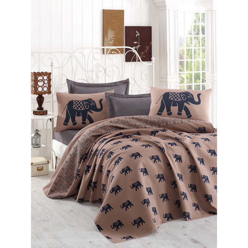 Couvre-lit / couvre-lit 100% coton Croley, Couvre-lit 79 po x 93 po, Noir