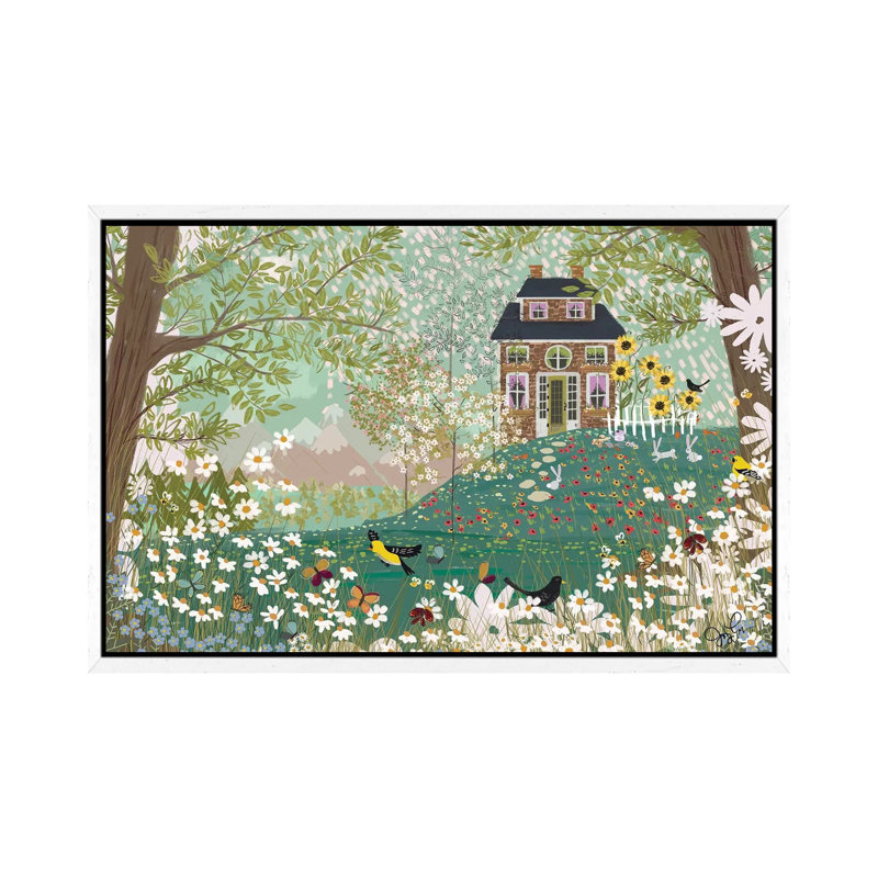 Garden Dream 1 Piece Painting on Canvas, 66.04cm H x 101.6cm W x 3.81cm D, White Framed