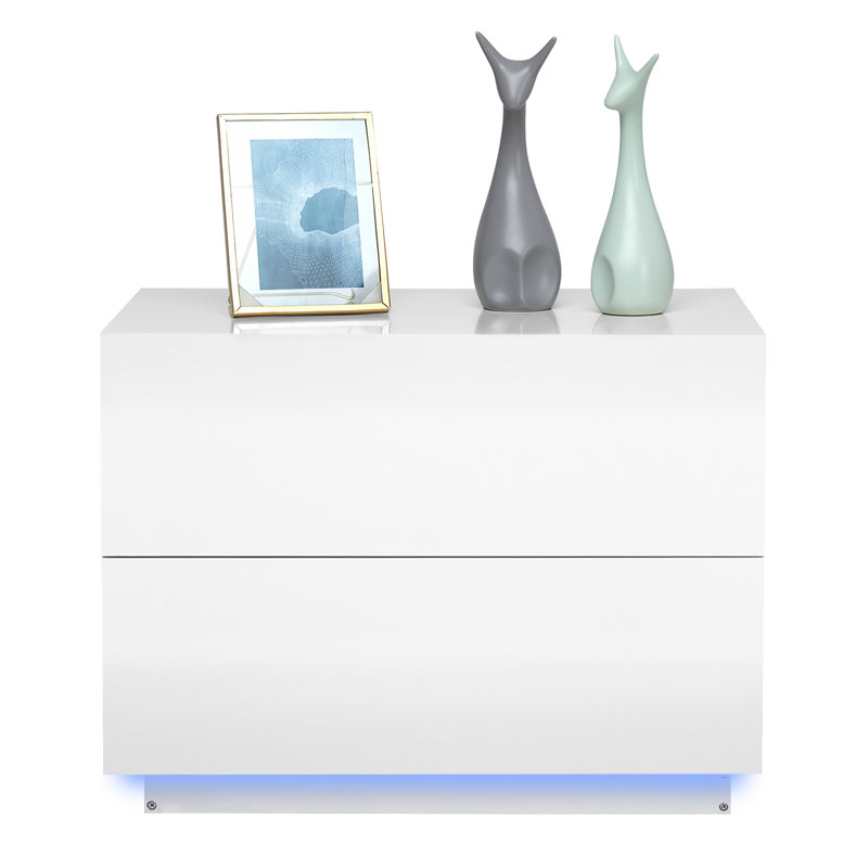 Clickett 60cm W Manufactured Wood Bedside Table, White