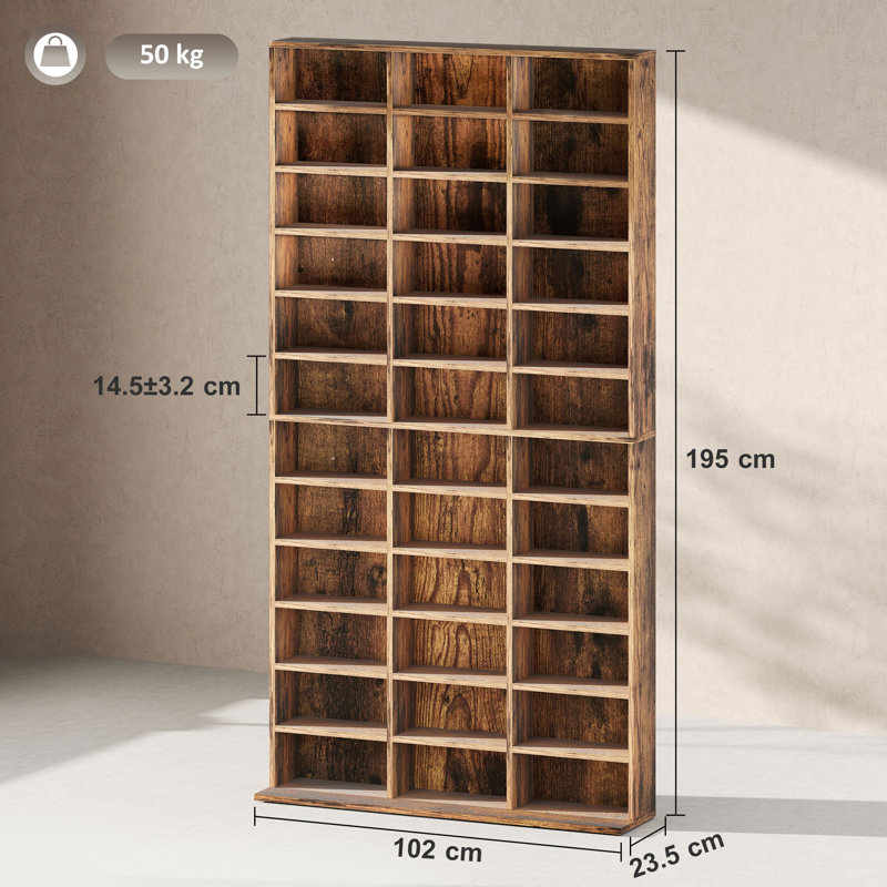 HOMCOM DVD CD Media Storage Rack, Video Display Unit, Storage Unit, Rustic Brown