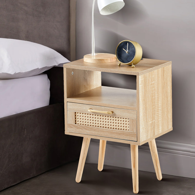 Table de chevet en bois manufacturé Wagoner, Naturel