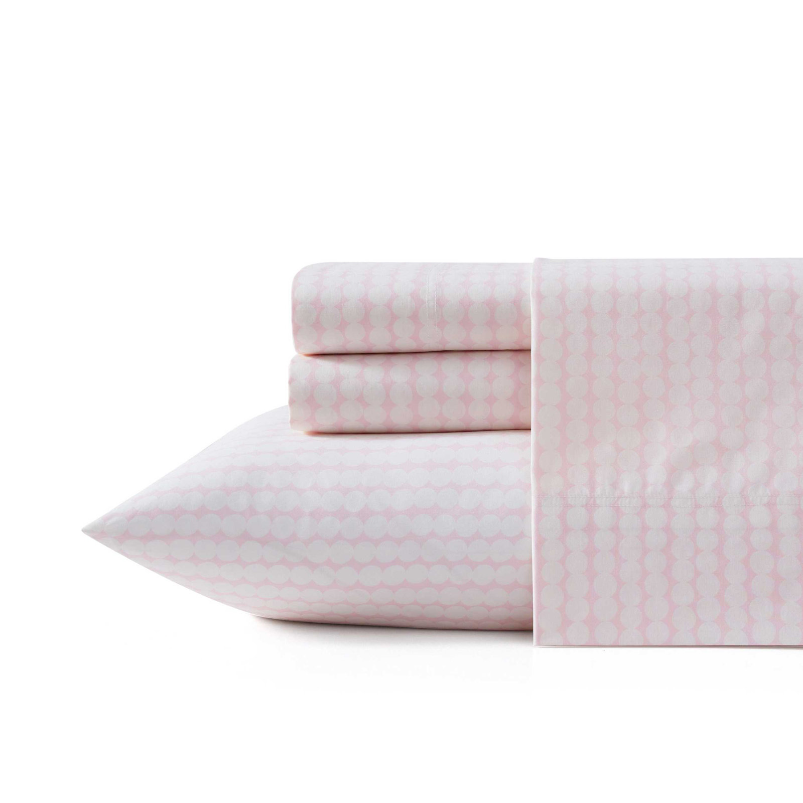 Mini Unikko 200 Thread Count 100% Cotton Sheet Set , King Sheet Set with 2 King Pillowcases, Pink Poka Dot
