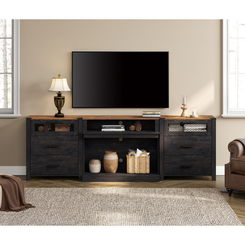 Gracie Oaks 6 Drawer TV Stand Set For 100 Inch TV, Black