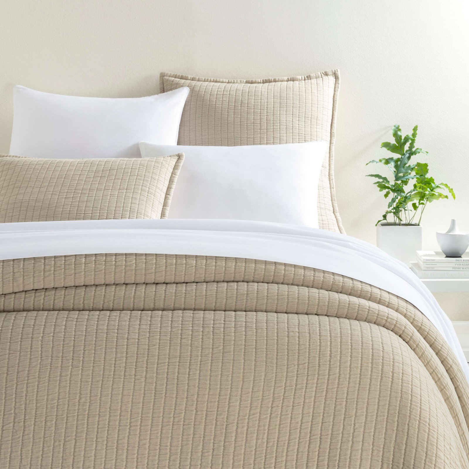 Boyfriend Matelasse Coverlet, Queen Coverlet, Sand