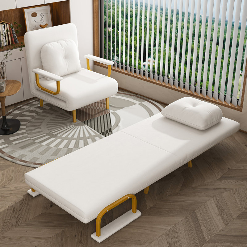 Fauteuil convertible 3-en-1 pliant pour canapé-lit - Dossier réglable à 5 positions avec coussin, canapé-lit peu encombrant pour le salon, la chambre à coucher et le bureau (blanc)