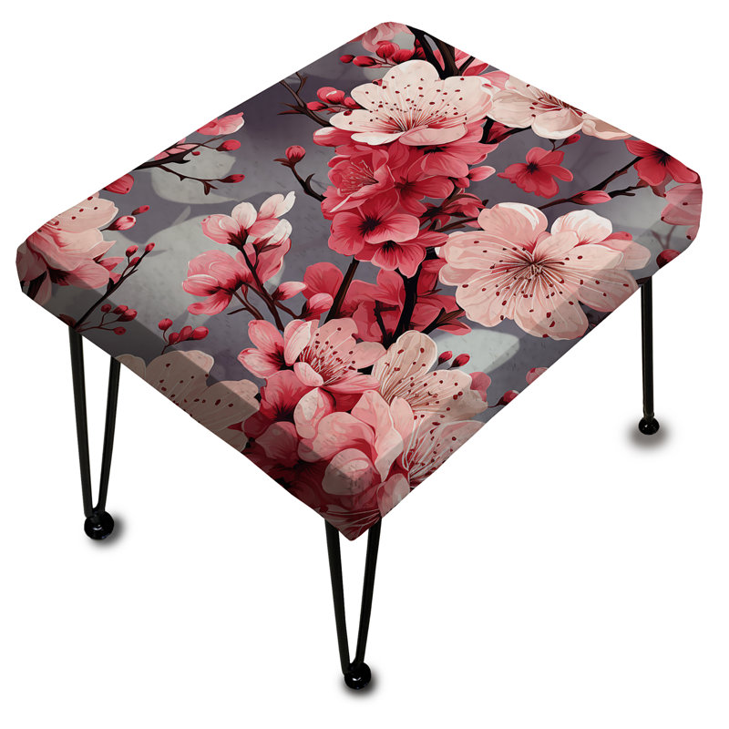 Cherry Blossom Delight - Oriental Rectangle Ottoman