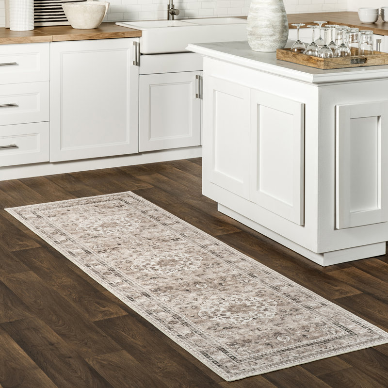 Tapis lavable résistant aux taches Davi, Tapis de couloir 2 pi 6 po x 12 pi