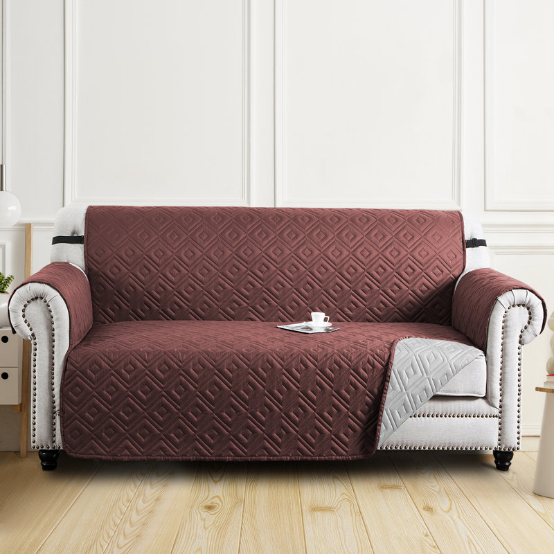 Quilted Pattern Reversible Waterproof Sofa Protector Slipcover, Brown/Beige, 179cm H x 280cm W - (3 Seater)