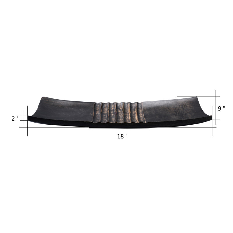 Plateau de service décoratif Lilie, H 2 po x l 18 po x P 9 po, Brun