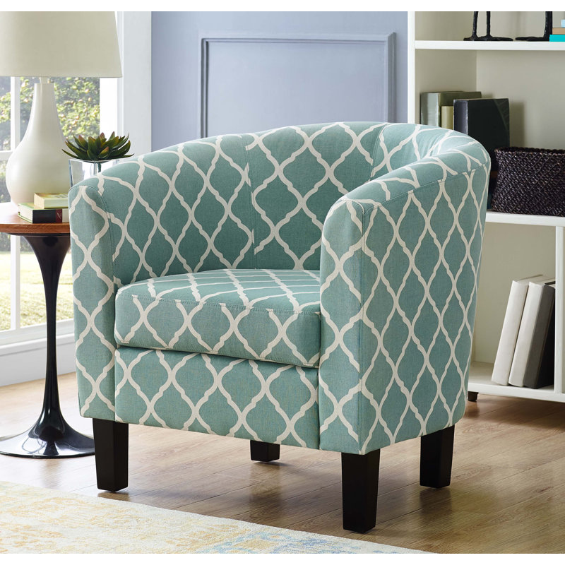 Fauteuil demi-tonneau Swarthout, Treillis écume de mer