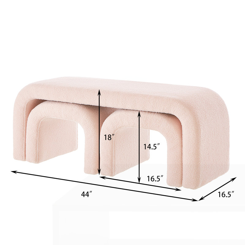 Ensemble de 3 bancs en U modernes, Rose