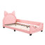 Lit de jour rose simple avec revêtement adorable et tête de lit avec oreilles de carton