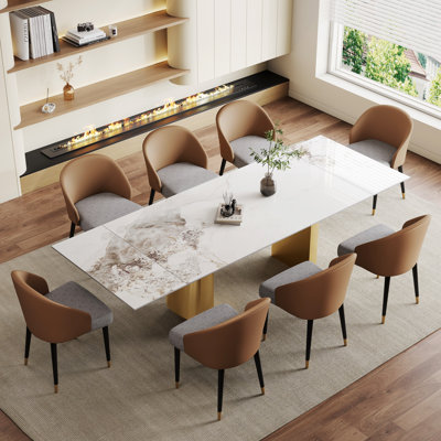 Andrik 9 - Piece Dining Set with 8 Dining Chairs for 8-10 by Orren Ellis