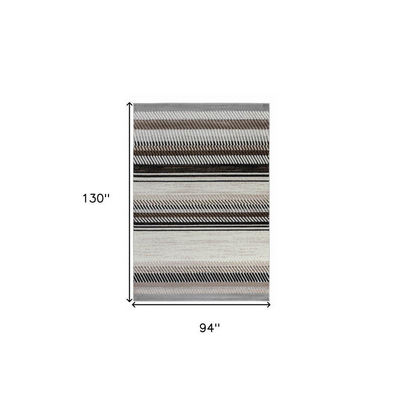 Tapis rayé beige 8 pi x 11 pi