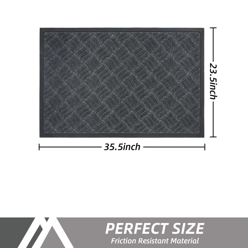 Paillasson en caoutchouc robuste pour l'intérieur et l'extérieur, Gris foncé, L 23,5 po x L 35,5 po