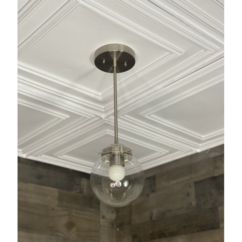 Luminaire suspendu sphérique Bellapais, Transparent, Nickel brossé