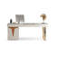 Bureau d'écriture avec tiroirs blanc + orange + or fritté rectangulaire + bois manufacturé + acier inoxydable-1588978411
