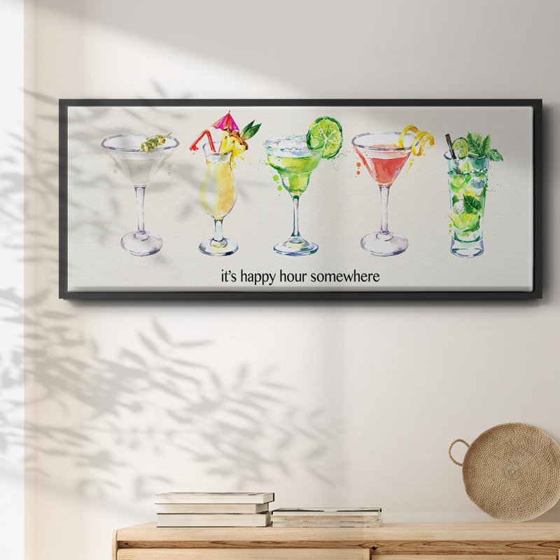 Happy Hour cocktails - toile encadrée, H 12 po x l 30 po