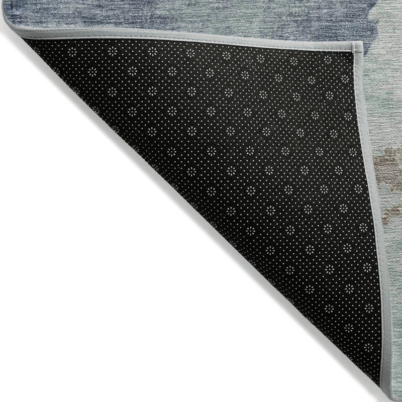 Machine Washable Indoor/Outdoor Xhevrie Seafoam Rug, Rectangle 8' x 10'