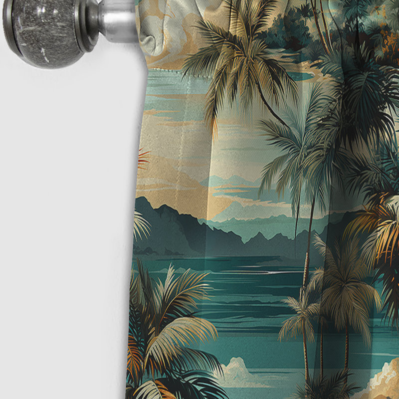 Palm Breeze - motif tropical V - Rideau floral - Rideau occultant floral - 1 panneau, L 52 po x L 120 po