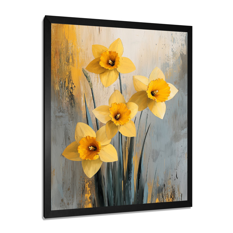 Hermina - Floral Wall Art, H 40 po x l 30 po, Noir, noir, noir, noir, Reproduction encadrée d'une seule photo