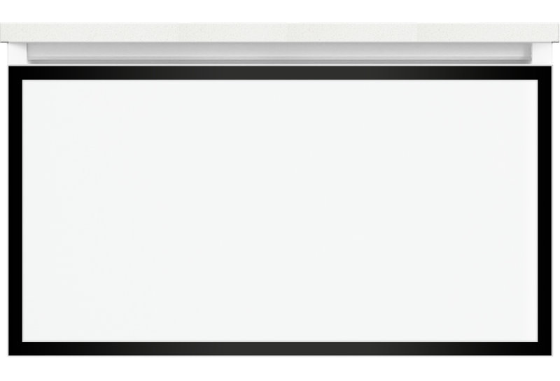 Profiles Framed 30" Bathroom Vanity Base Only, Full Drawer, No, Satin White/Matte Black