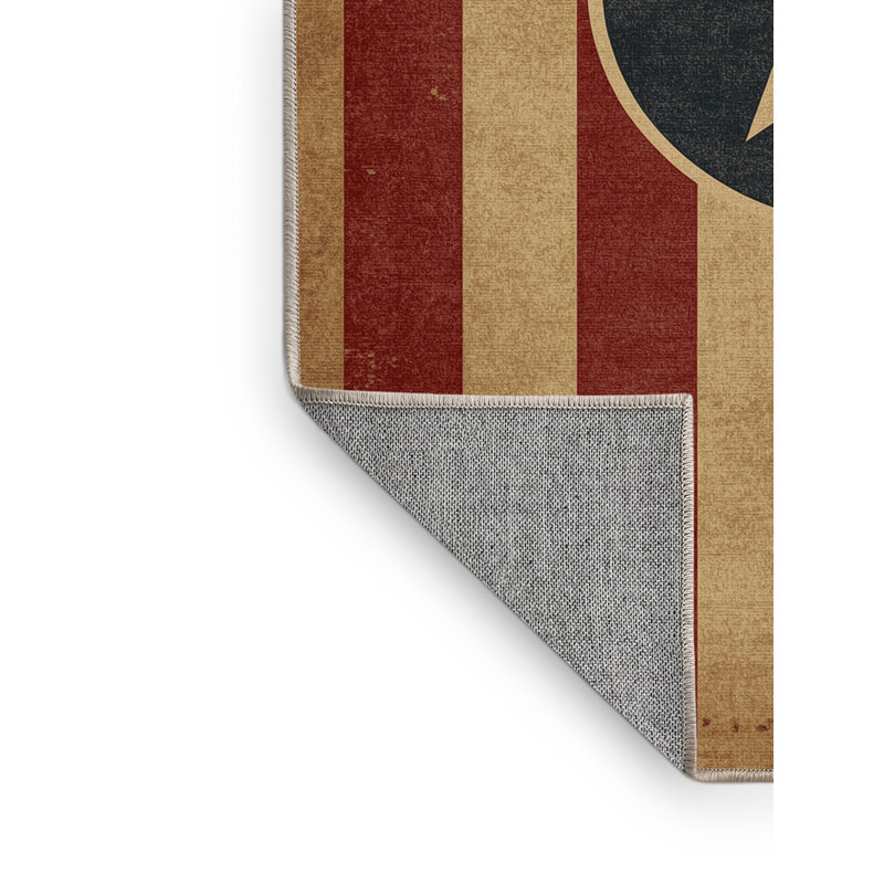 Machine Washable Ahart July 4Th Modern & Contemporary Abstract Rug in Brown – Beige Binding, 3x5
