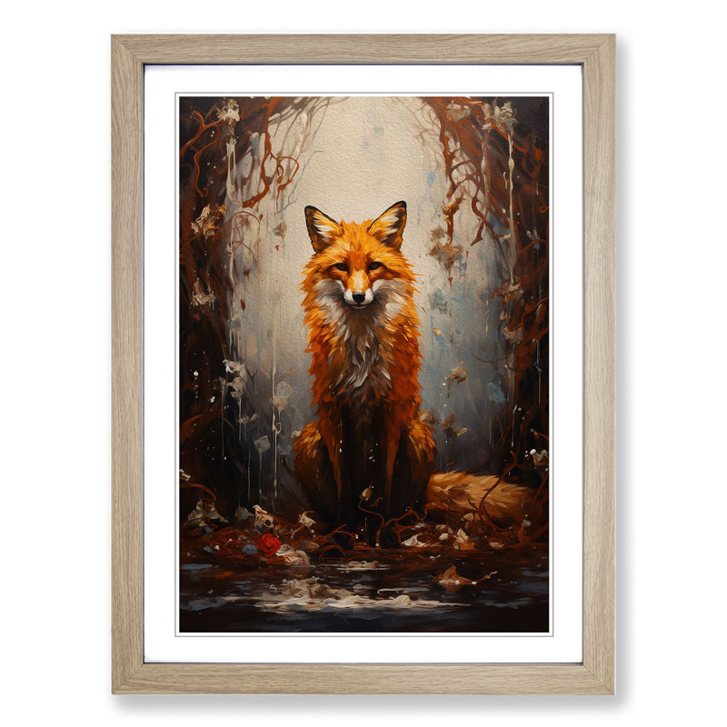 Fox Informel No.2 - Framed Print, 34cm H x 25cm W, Oak Framed