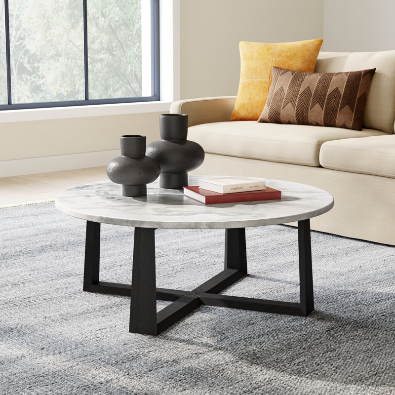 Baudelaire Marble Top Coffee Table, Black, White Gray Marble
