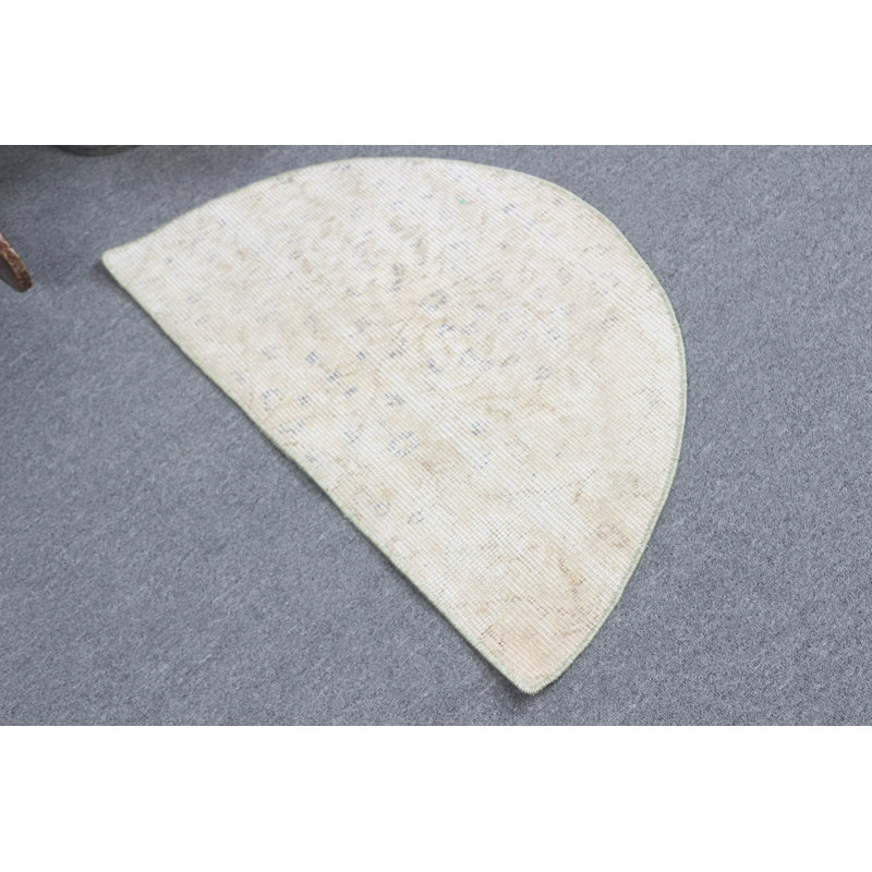 Tapis turc rétro vintage beige idéal pour le vestibule et la chambre d'enfant