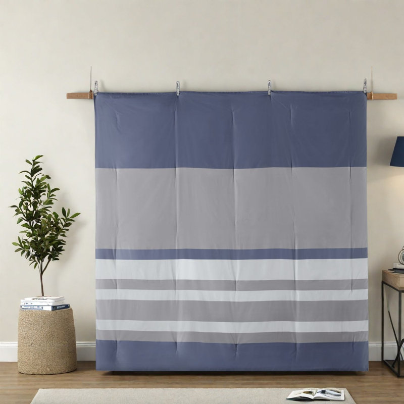 Ensembles de literie complète certifiés en polyester, maison de chambre à coucher à rayures moderne