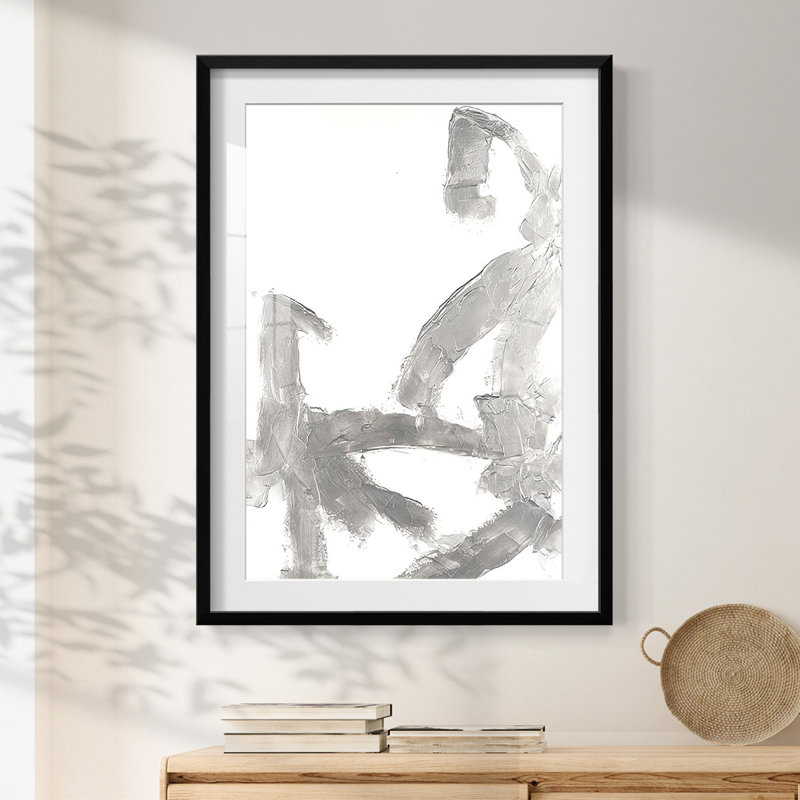 Silvery Strokes I - Impression encadrée, H 25,5 po x l 17,5 po, Noir