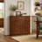 Farmhouse Double Tilt Out Trash Cabinet for 20 Gallon Trash Cans, Free Standing Recycling Cabinet with Hideaway Drawer, Barn Door Style Laundry Sorter Cabinet, Tilt Out Trash Cabinet for Kitchen-135996350