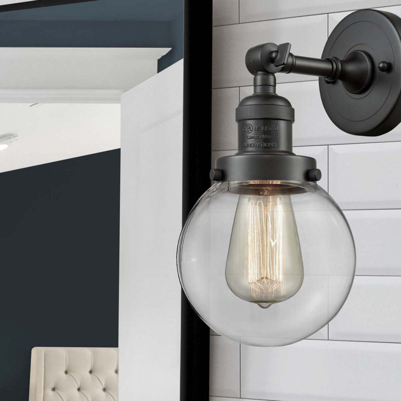 Clementina Dimmable Bath Sconce, 6 Watt Vinage LED Bulb, Clear, Oil Rubbed Bronze