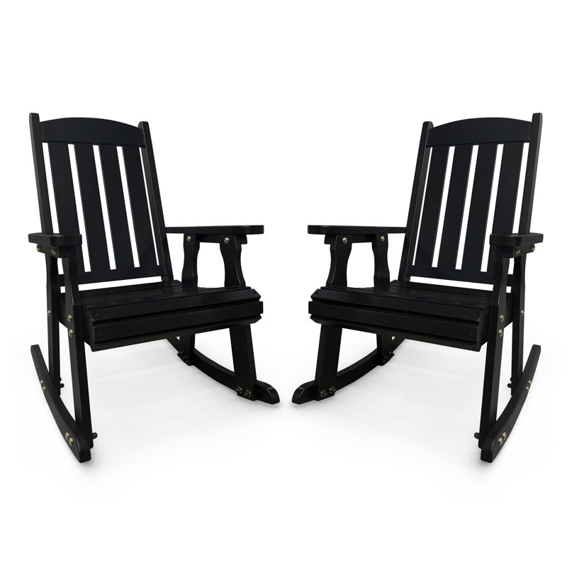 Lark Manor™ Wooden Rocking Chair with Comfortable Backrest Inclination ...
