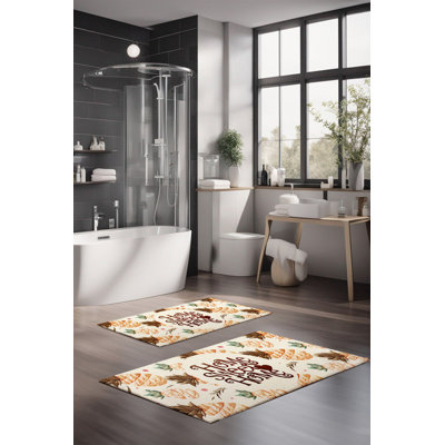 Eakly Luxury Bathmat Set (2 Pieces), 100% Polyester, 16.0 x 23.6 inches & 23.6 x 39.4 inches | Non-Slip Antibacterial Design, 0.3 in Pile Height | Machine Washable, Durable & Easy to Clean | Ideal for Bathroom Décor