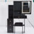 29.2" Small Size Bedside Cabinet Vanity Table   Cushioned Stool, 2 AC 2 USB Power Station, Hair Dryer Bracket, Extra Large Touch Control Sliding LED Mirror, 3-Color Switching