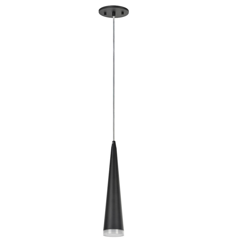 Luminaire suspendu 1 lumière à cône simple, Noir mat