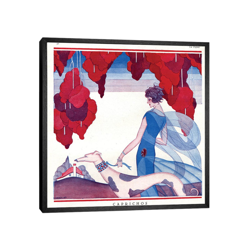 1920s La Vie Parisienne Magazine Plate - Print on Canvas, Black Floater Framed, 45.72cm H x 45.72cm W x 3.81cm D