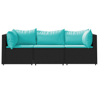 Kalliyah Outdoor Wicker Patio Sofa with Cushions by Ebern Designs