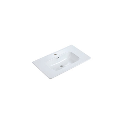 Glossy White Ceramic Integrated Basin - Stylish, To Air Pollution Sink Modern, , Easy Maintenance