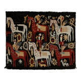 Tribal Rug In Black, Red And White Pictorial Pattern By Rug & Kilim