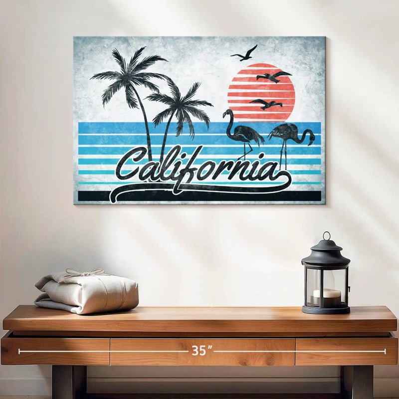 «Retro California Sign», reproduction sur toile, H 16 po x l 24 po x P 1,25 po