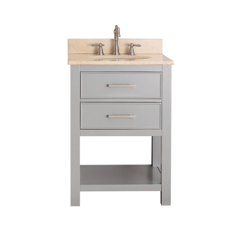 Brooks 25'' W Single Vanity, Chilled Gray, Carrera White Marble