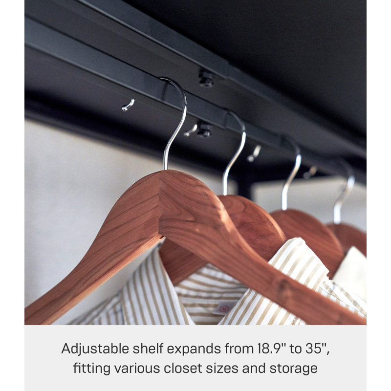 Expandable Black Steel Suitcase Rack with Storage Bar