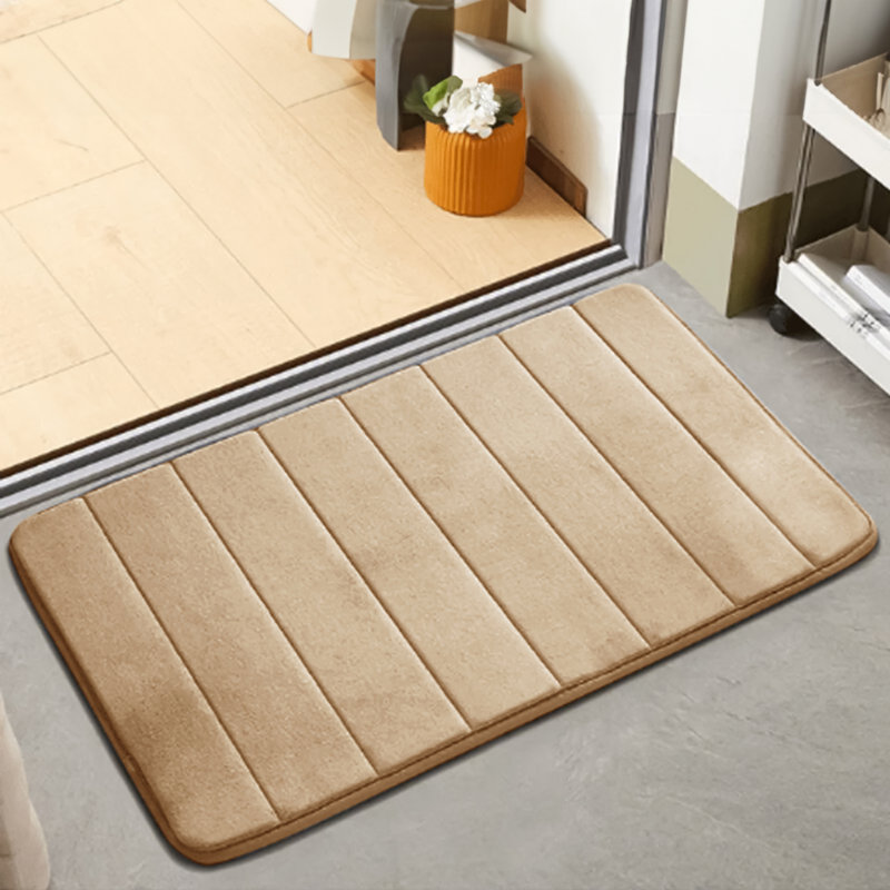 Nakiyha Rectangle Non-Slip Bath Mat, 50cmW x 80cmL, Beige