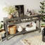 Table de ferme avec 3 tiroirs, console peinte avec tablette inférieure et poignées en fer, table de canapé minimaliste-1725165986
