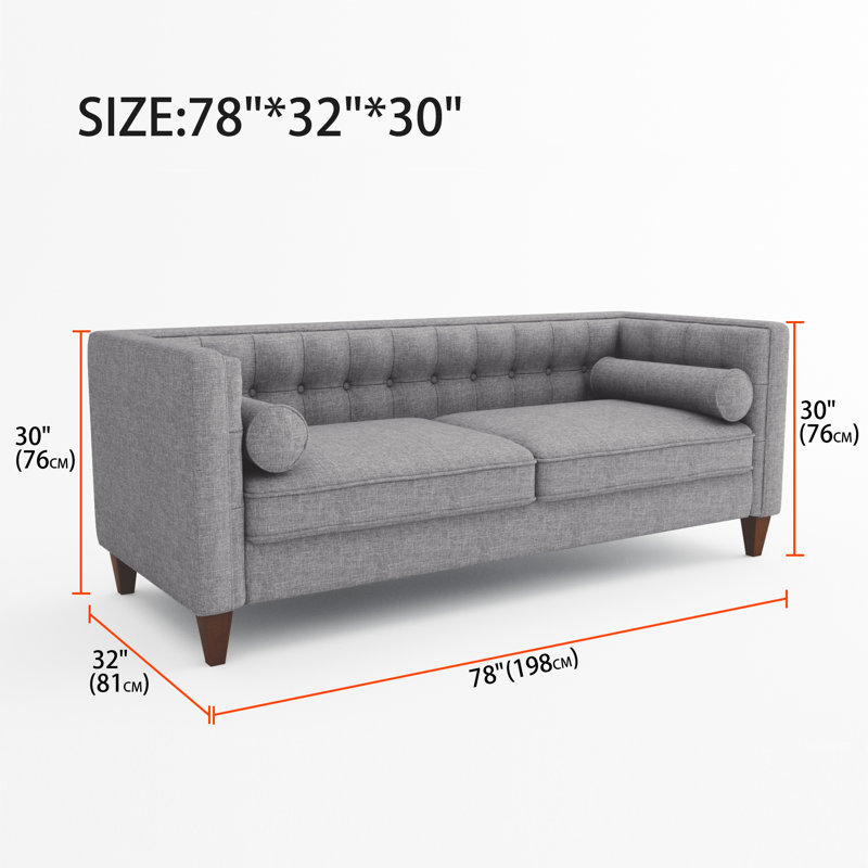 Causeuse 78 po Linen, 100 % polyester gris